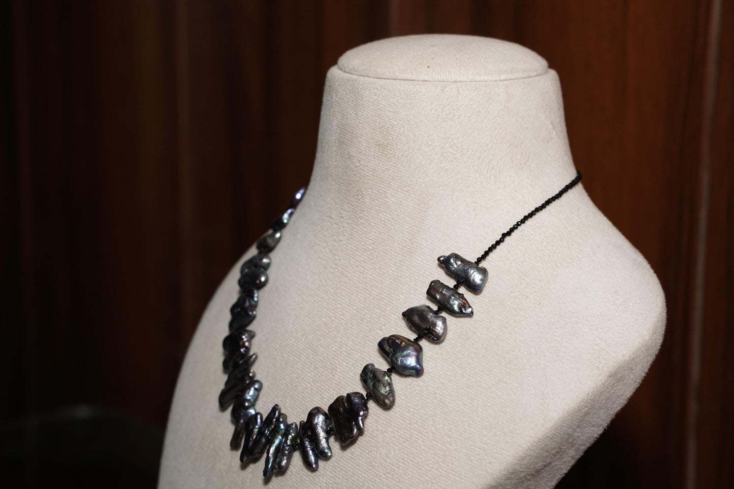 Peacock Barupearl Necklace, Black Spinel Necklace, Handmade Necklace, Pearl Necklace, Unique Necklace, Gold Plated Necklace, Teeth Necklace