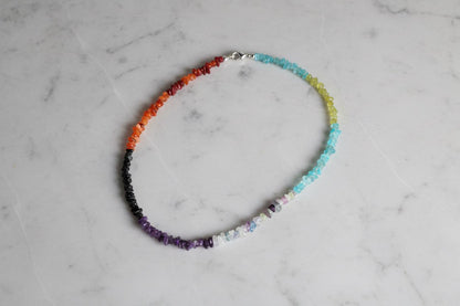 Rainbow Gemstone Necklace – Amethyst, Lapis Lazuli, Aquamarine, Aventurine & Citrine – Colorful Healing Crystal Jewelry, Gift for Her