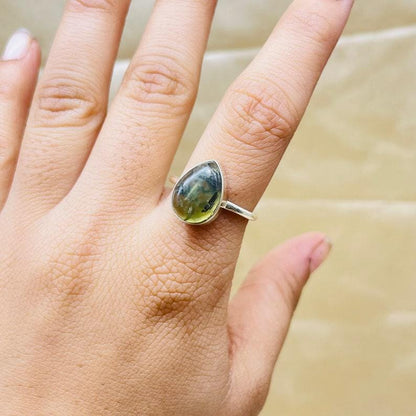 Prehnite Ring, 925 Silver Ring, Women Ring, Handmade Ring, Statement Ring, Natural Prehnite, Gemstone Ring, Bohemian Ring, Dainty Ring