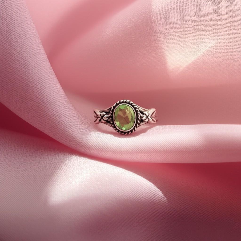 Peridot Ring Sterling Silver | August Birthstone Oval Gemstone Ring | Handmade Boho Jewelry Gift for Her