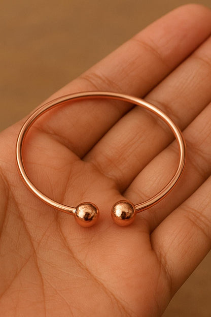 Set of 7 Pure Copper Bangles with Ball Ends | Handmade Minimalist Bracelets | Lightweight Copper Jewelry | Stackable Bangle Set | Gift