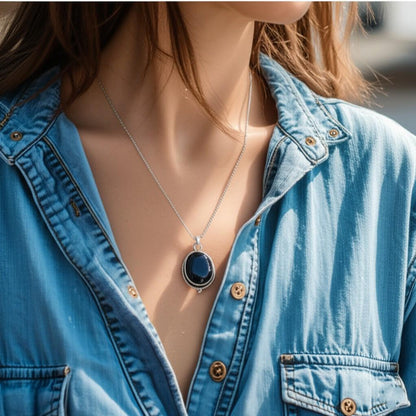 Midnight Onyx Pendant, Classic Black Pendent, Lucky Charm Pendent, Black Pendent, Gift for her, Handmade Pendent, Gemstone Pendent, Gift