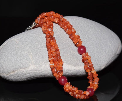 Fiery Carnelian Chip Necklace: Genuine Gemstone, Women's Gift
