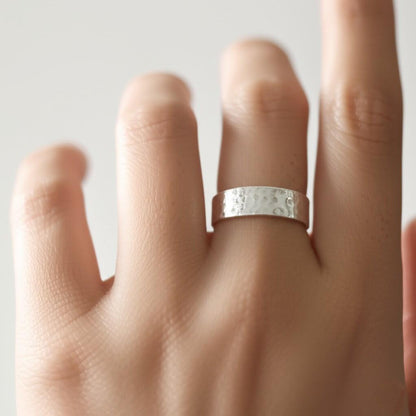 Hammered Sterling Silver Ring | Textured Silver Band, Minimalist Silver Ring | Hand Hammered Band, Everyday Sterling Silver Ring | Gift her