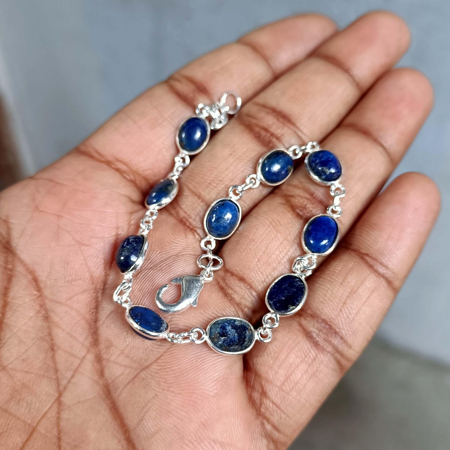 Handcrafted Lapis Lazuli Bracelet for Women, Blue Bracelet