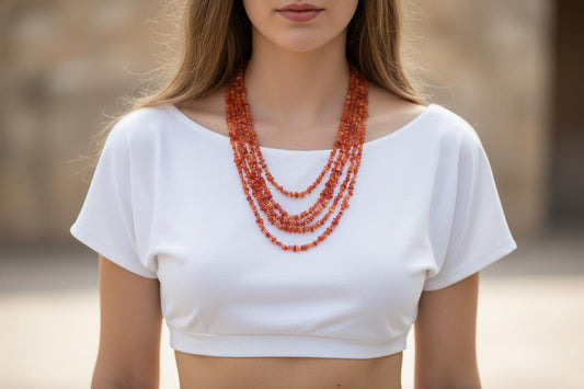 Multistrand Carnelian Nugget and Chip Necklace | Carnelian necklace, Gemstone necklace, Valentines Day Gift, Gift for her, Handmade Necklace