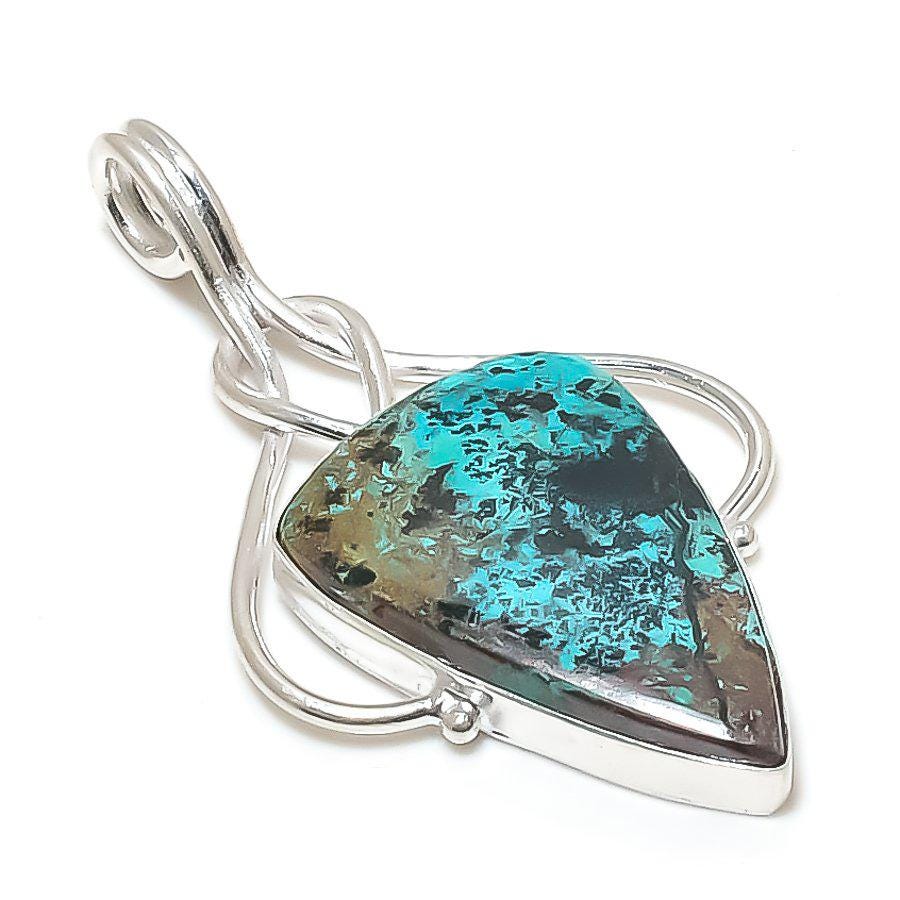 Turquoise Matrix Pendant, Turquoise Pendent, Handmade Pendant, Small Pendant, Gemstone Pendent, Triangle Pendent, Silver Pendent, Gift her