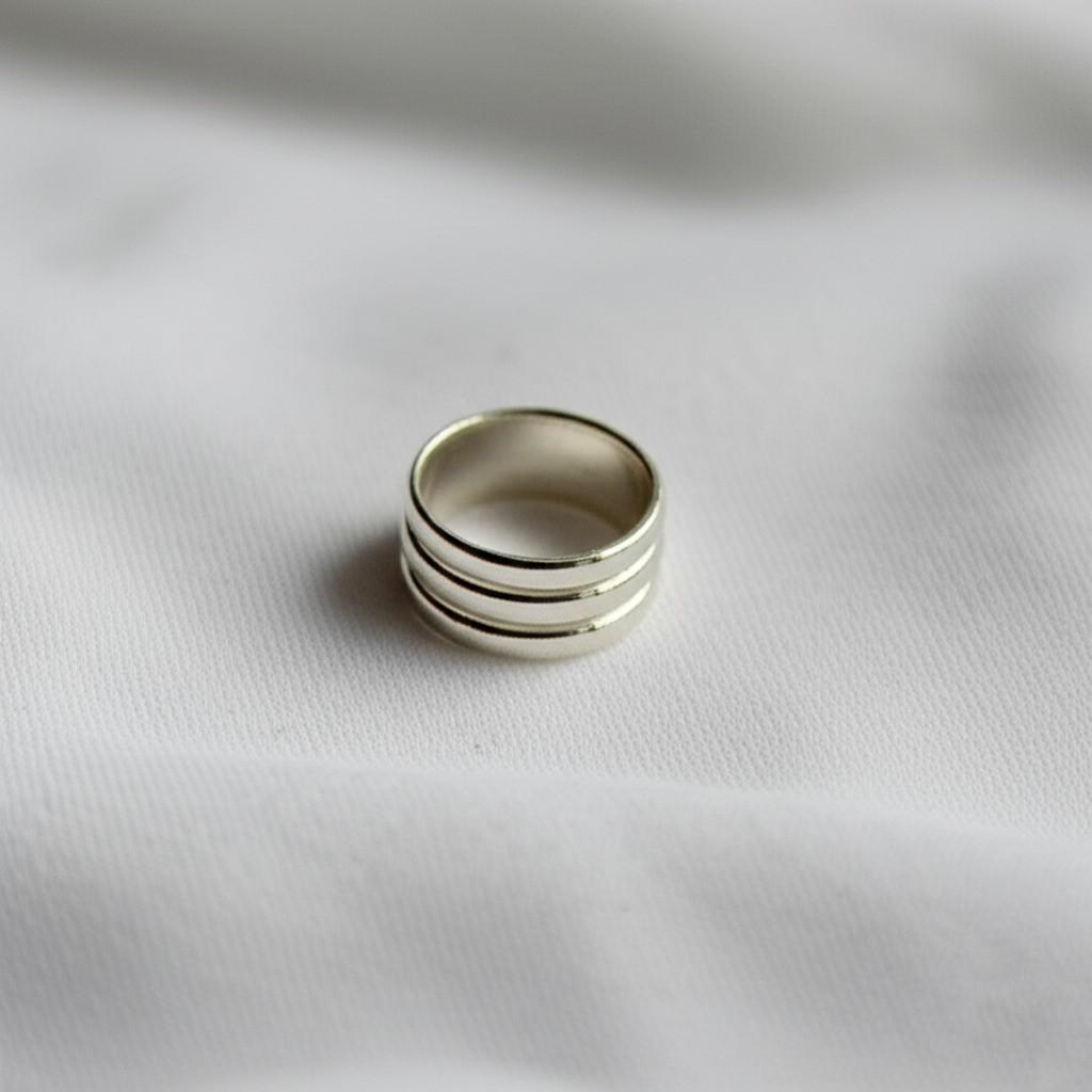 Sterling Silver Triple Band Ring, Minimalist Stackable Ring, Modern Silver Jewelry, Gift for herm Wide Silver Band Ring, Stacking Ring