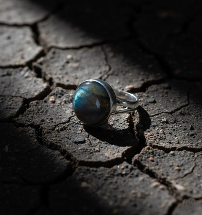 Sterling Silver Labradorite Ring | Blue Flash Labradorite Statement Ring | Natural Gemstone Ring | Boho Jewelry Gift for Her