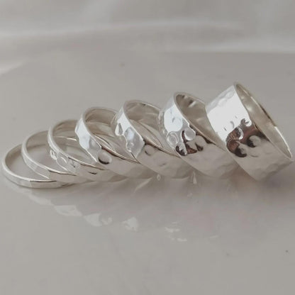 Hammered Sterling Silver Ring | Textured Silver Band, Minimalist Silver Ring | Hand Hammered Band, Everyday Sterling Silver Ring | Gift her