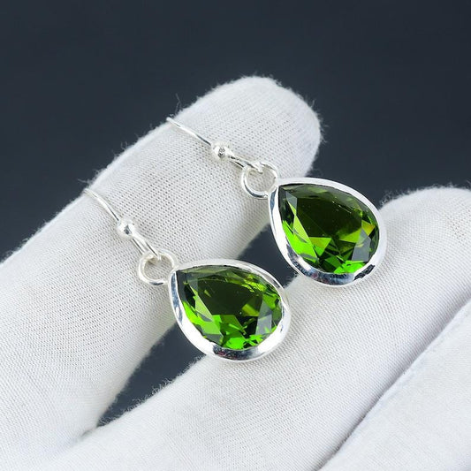 Peridot Earring, 925 Silver Earring, Women Earring, Handmade Earring, Natural Peridot, Gemstone Earring, Peridot Jewelry, Dainty Earring