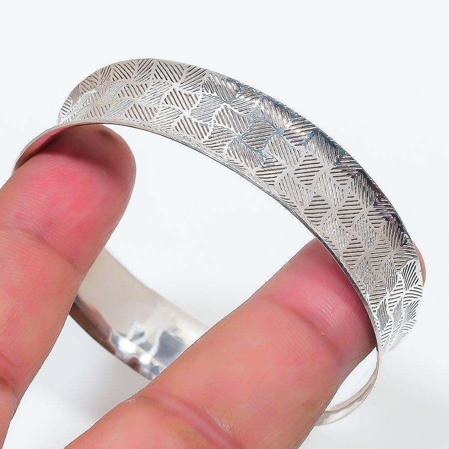 Geometric Silver Cuff Bracelet