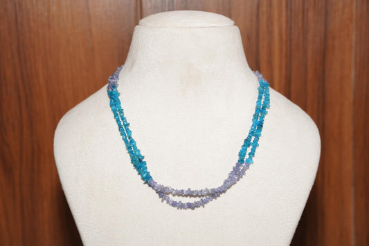 Tanzanite Necklace, Neon Apatite Necklace, Two strand Necklace, Handmade Necklace, Gemstone Necklace, Gift Necklace, Gift for Her, Gemstone