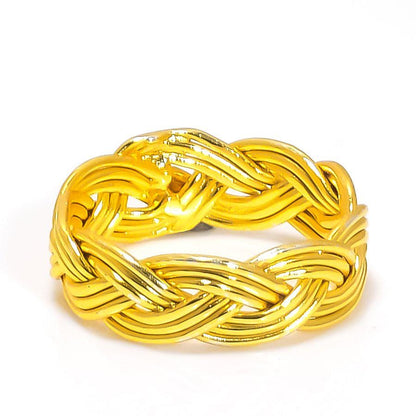 Vermeil Gold Woven Ring | Knotted Gold Band for Women | Unique Gold Stacking Ring | Braided Gold Tone Silver Ring | Minimalist Gift | Gifts