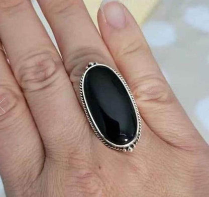 Black Onyx Ring, Handmade Ring, 925 Silver Ring, Statement Ring, Natural Onyx, Designer Ring, Big Stone Ring, Onyx Jewelry, Gemstone Ring