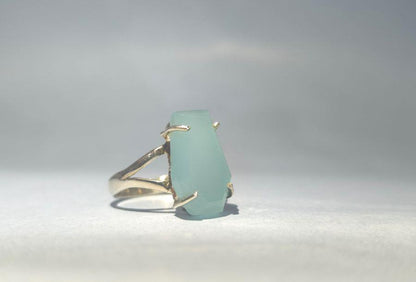 Chalcedony ring | Blue chalcedony | Aqua chalcedony | Chalcedony jewelry | Coffin Ring | Minimalist ring | Dainty ring | Chalce Ring Women
