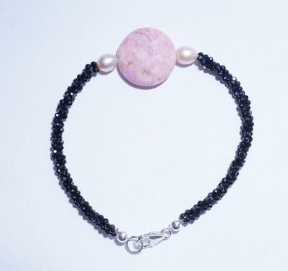 Black Spinel Jasper bracelet, Bracelet, Pink Bracelet, Jasper jewelry, Handmade Bracelet, Men Bracelet, Birthday Gift, Valentines Gift, Gift