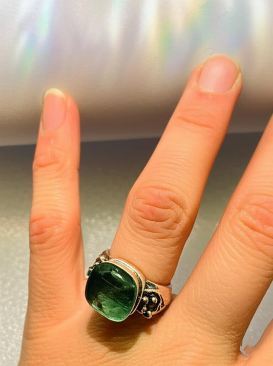 Aquamarine Ring | Sterling Silver Aquamarine Jewelry | Chunky Gemstone Ring | Handmade Gift for Her, Raw Aquamarine Ring, Clear stone ring