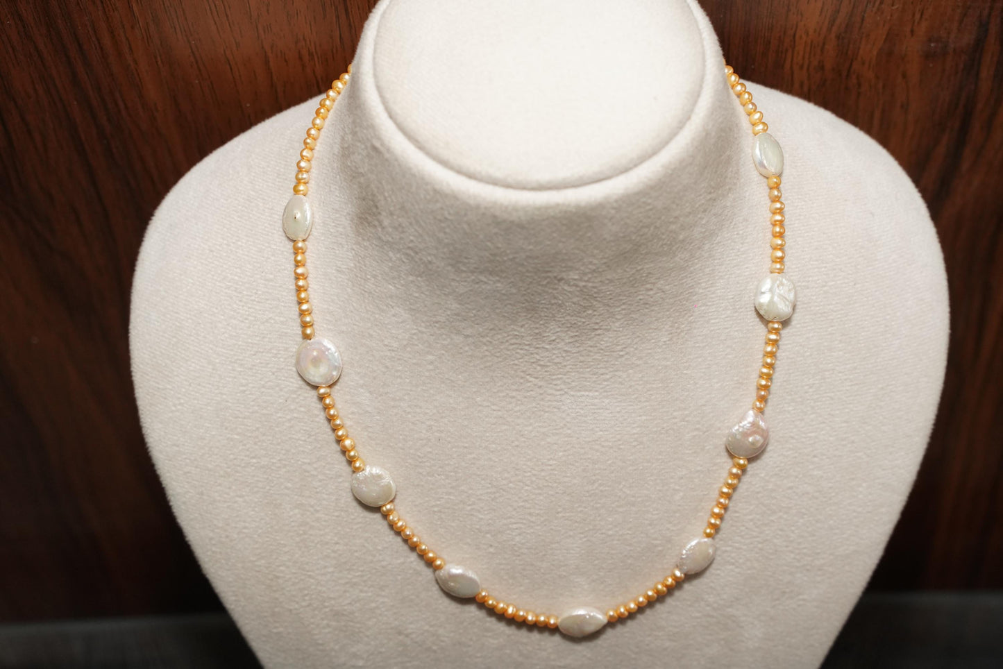 Golden Pearl Necklace, Pearl Necklace, Handmade Pearl Jewelry, Gifting, big pearl jewelry, Dainty Necklace