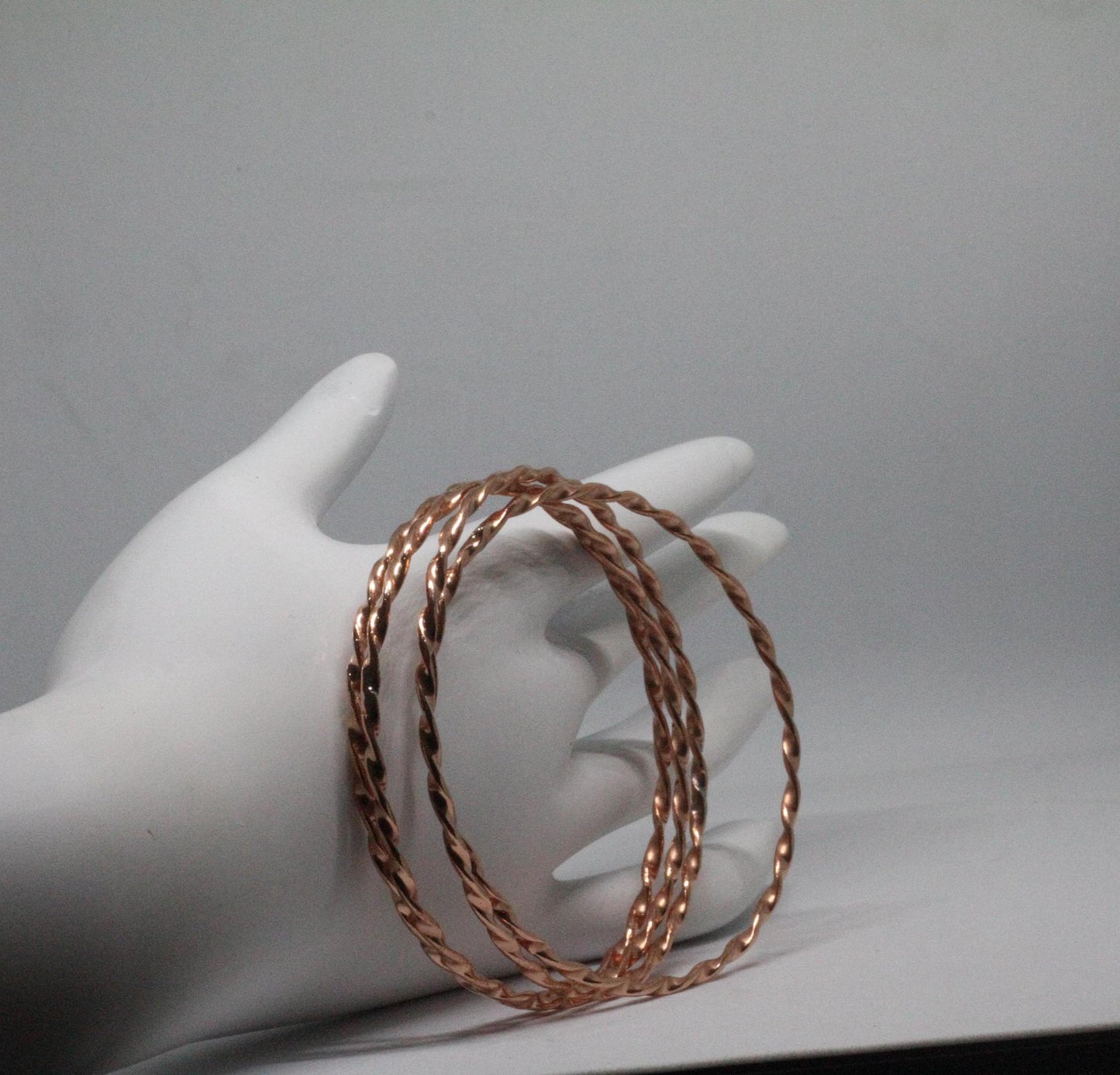 Set of 4 Twisted Pure Copper Bangles | Handmade Twisted Copper Wire Bracelet Set | Spiral Copper Bangle Set | Christmas Gift for her