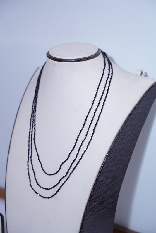 Black spinel necklace, 3 layer spinel necklace, Spinel Jewelry, Spinel Necklace, Multi-Layer Spinel Necklace, Elegant Black Spinel Jewelry
