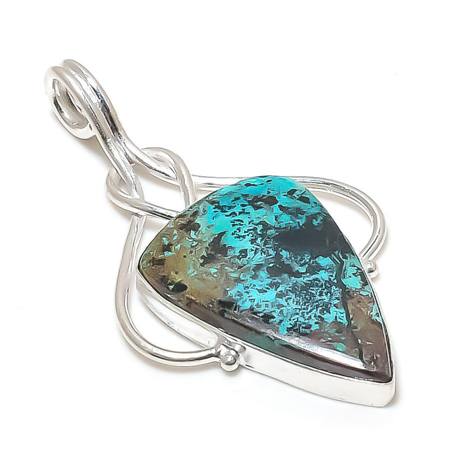 Turquoise Matrix Pendant, Turquoise Pendent, Handmade Pendant, Small Pendant, Gemstone Pendent, Triangle Pendent, Silver Pendent, Gift her