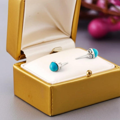 Sterling Silver Turquoise Stud Earrings: Artisan Crafted Gemstone Posts