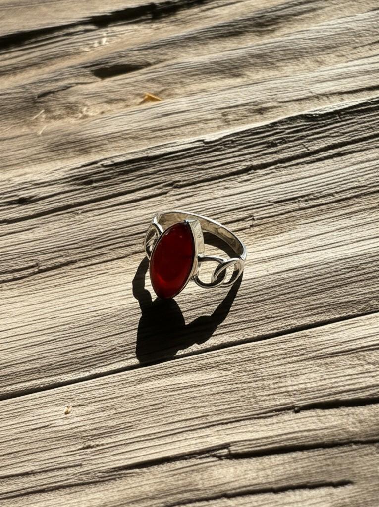 Carnelian Ring | Sterling Silver Marquise Ring | Natural Gemstone Jewelry | Handmade Gift for Her, Artisan Carnelian Ring | Sterling Silver