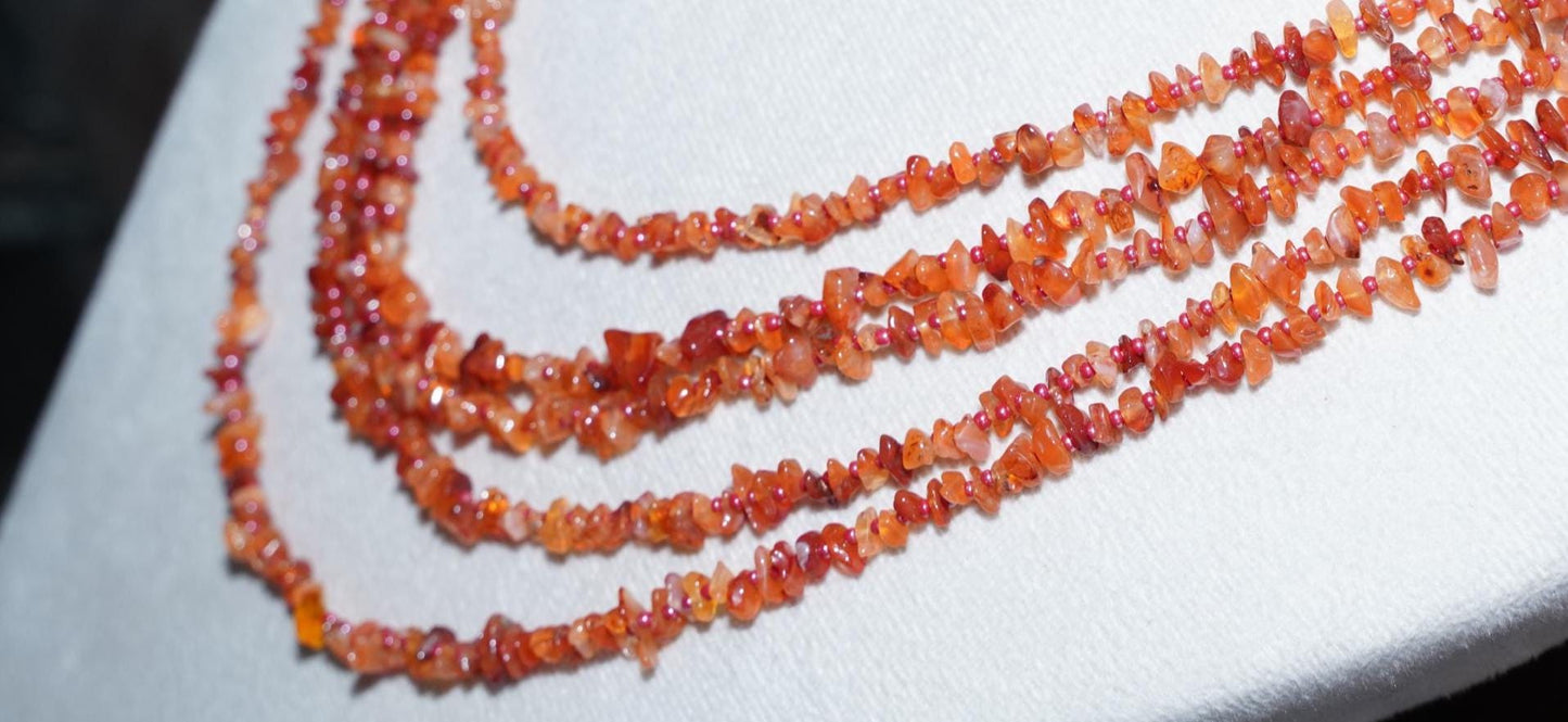 Multistrand Carnelian Nugget and Chip Necklace | Carnelian necklace, Gemstone necklace, Valentines Day Gift, Gift for her, Handmade Necklace