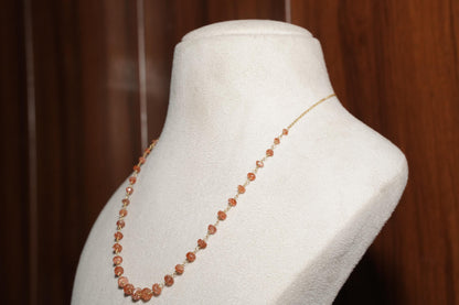 Sunstone Necklace, Handmade Jewelry, Minimalist Necklace, Dainty Gemstone Necklace, Natural Stone Jewelry, Peach Sunstone Jewelry