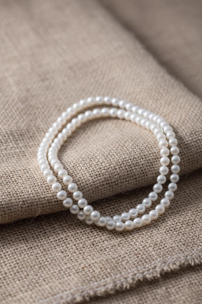 Classic Double Strand White Pearl Necklace | Long Faux Pearl Multi-Strand Opera Length | Timeless Bridal Wedding Jewelry | Christmas Gift