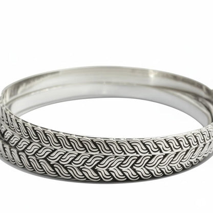 Sterling Silver Braided Bangle | Woven Pattern Bangle | Unisex Everyday Bracelet | Handmade Braided Silver Bracelet | Gift for her