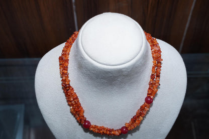 Fiery Carnelian Chip Necklace: Genuine Gemstone, Women's Gift