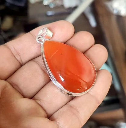 Handcrafted Carnelian Pendant Necklace | Boho Chic Gemstone Jewelry | Energy and Passion, Handmade Pendant, Charm Pendant, Gemstone Pendant