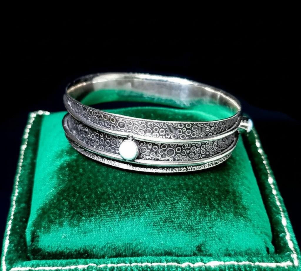 Larimar Bangle, Spinner Bangle, Handmade Bangle, 925 Silver Bangle, Natural Larimar, Women Bangle, Statement Bangle, Larimar Jewelry