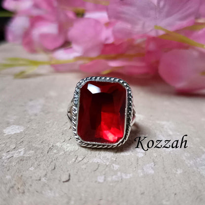 Red Garnet Ring, Handmade Ring, 925 Silver Ring, Statement Ring, Natural Garnet, Designer Ring, Gemstone Ring, Garnet Jewelry, Gift For Love
