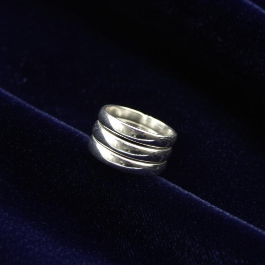 Sterling Silver Triple Band Ring, Minimalist Stackable Ring, Modern Silver Jewelry, Gift for herm Wide Silver Band Ring, Stacking Ring