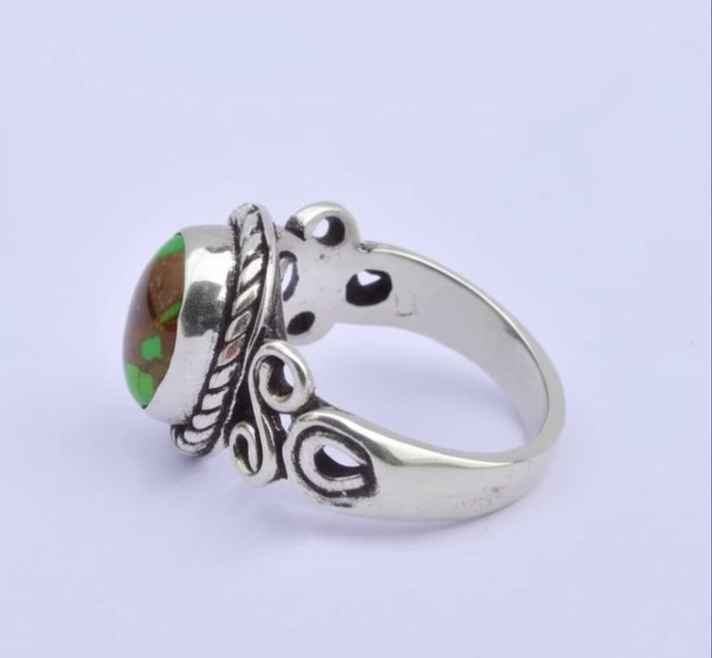 Green Copper Turquoise Ring, Gemstone Ring, 925 Silver Ring, Handmade Ring, Natural Turquoise, December Birthstone, Ring For Women