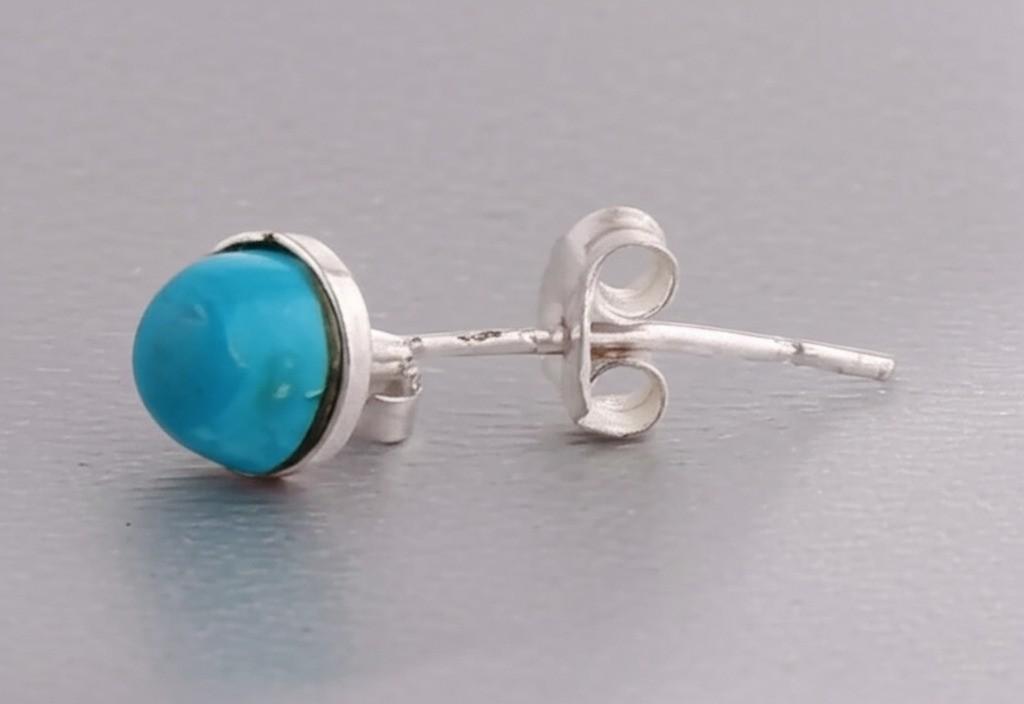 Sterling Silver Turquoise Stud Earrings: Artisan Crafted Gemstone Posts