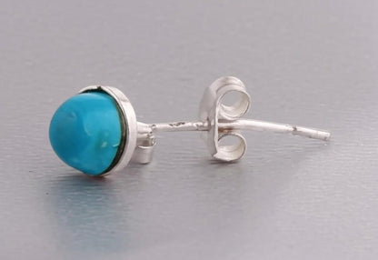 Sterling Silver Turquoise Stud Earrings: Artisan Crafted Gemstone Posts