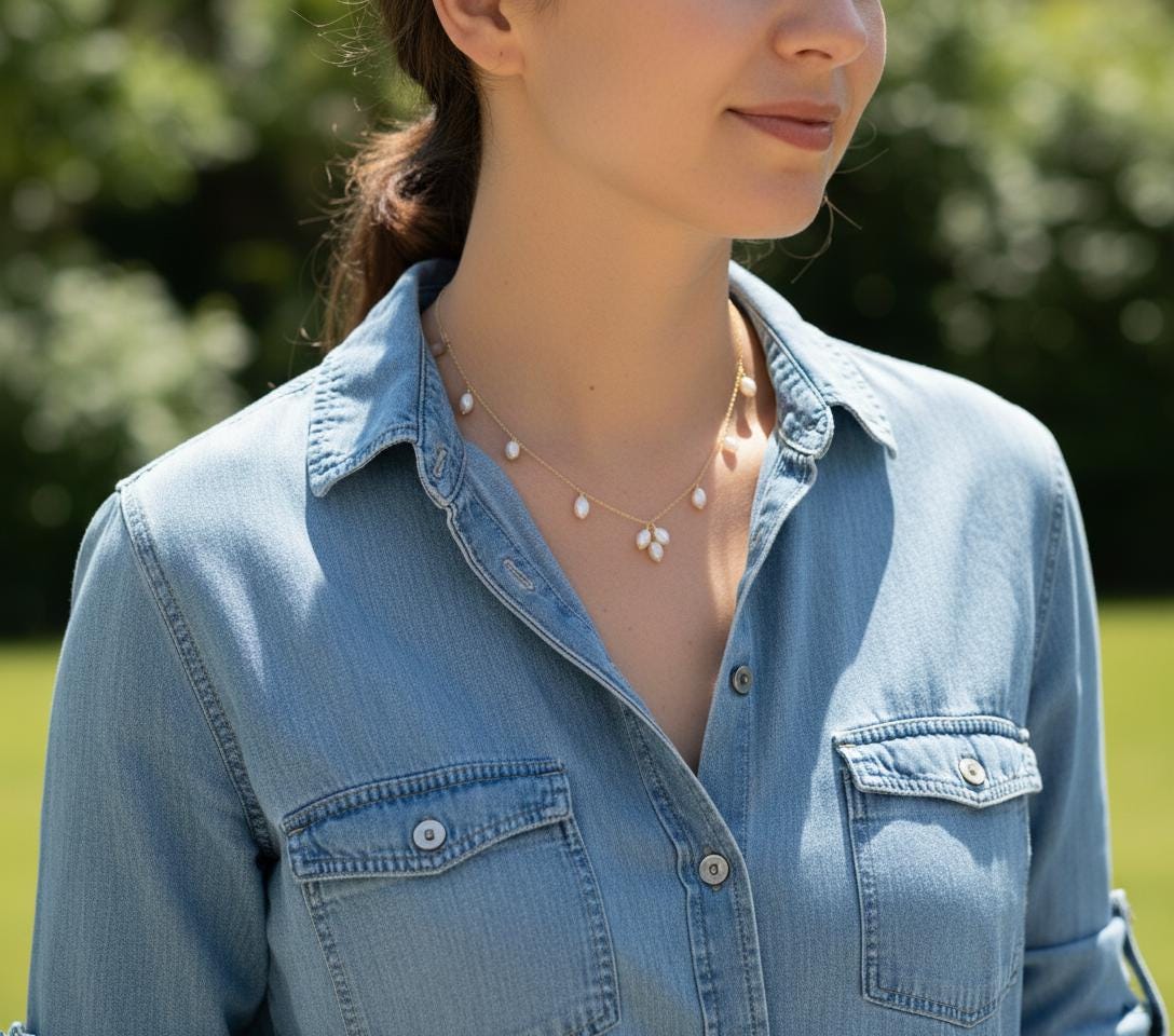 Pink Rice Pearl Necklace, Golden Pearl Necklace, Pearl necklace, Pink Pearl Necklace for women, Stone Necklace, Minimalist Necklace, Gift