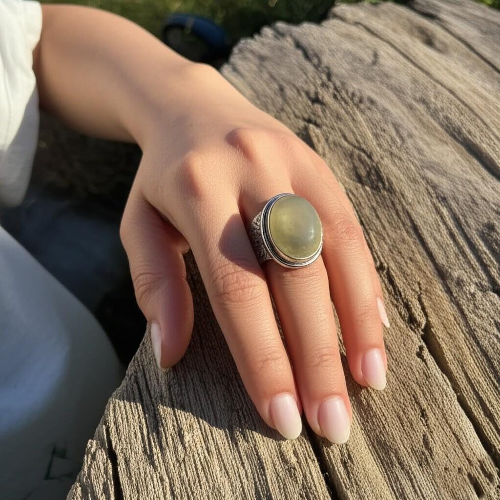 Moonstone Ring | Sterling Silver Moonstone Jewelry | Wide Band Ring | Handmade Gemstone Ring | Boho Moonstone Ring | Etched Silver Ring
