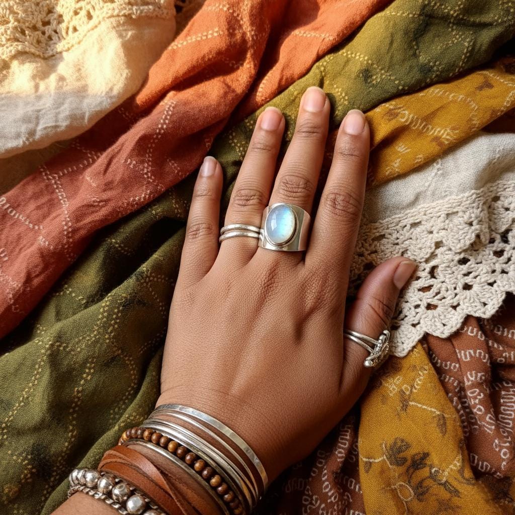 Dainty Moonstone Ring in 925 Silver - Handcrafted Elegance, Statement Jewelry for Her| Natural Moonstone - Christmas gift