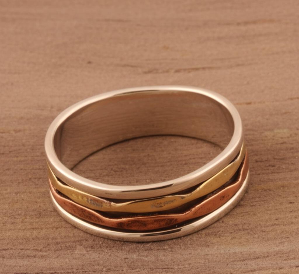 Spinner Ring, Solid 925 Sterling Silver, Ring For Gift Idea A unique and Stylish Silver Ring Wave Design Gold-Plated Bohemian Ring, Gift him