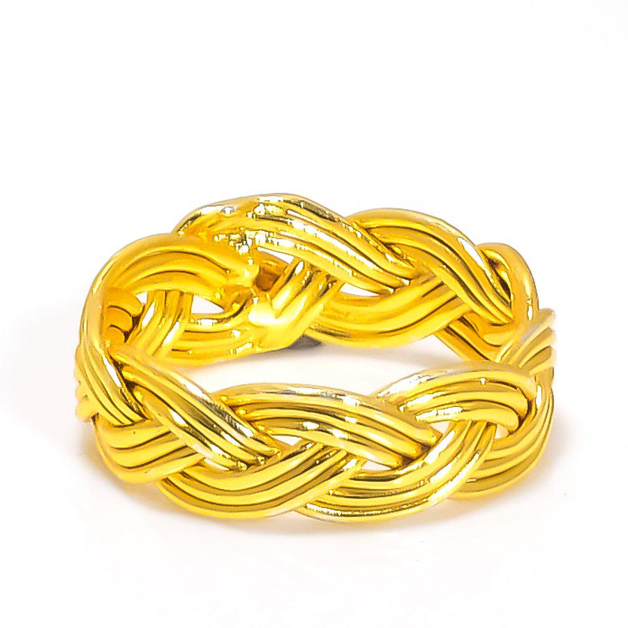 Vermeil Gold Woven Ring | Knotted Gold Band for Women | Unique Gold Stacking Ring | Braided Gold Tone Silver Ring | Minimalist Gift | Gifts