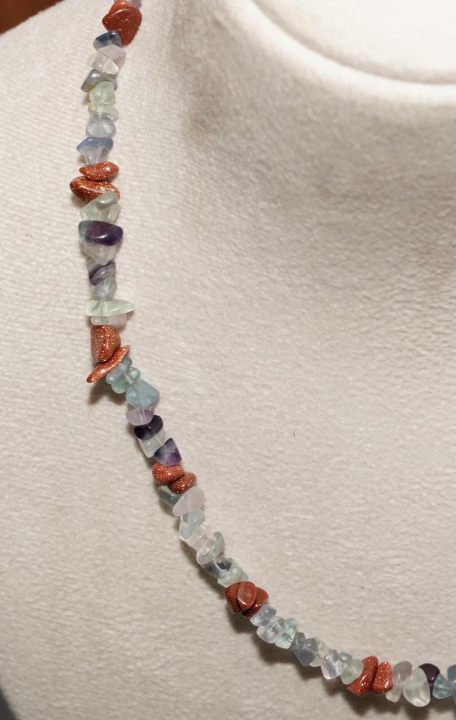 Multi Stone Necklace – Fluorite, Carnelian & Sunstone Pendant | Gold Plated Sterling Silver Necklace | Unique Healing Crystal Jewelry Gift