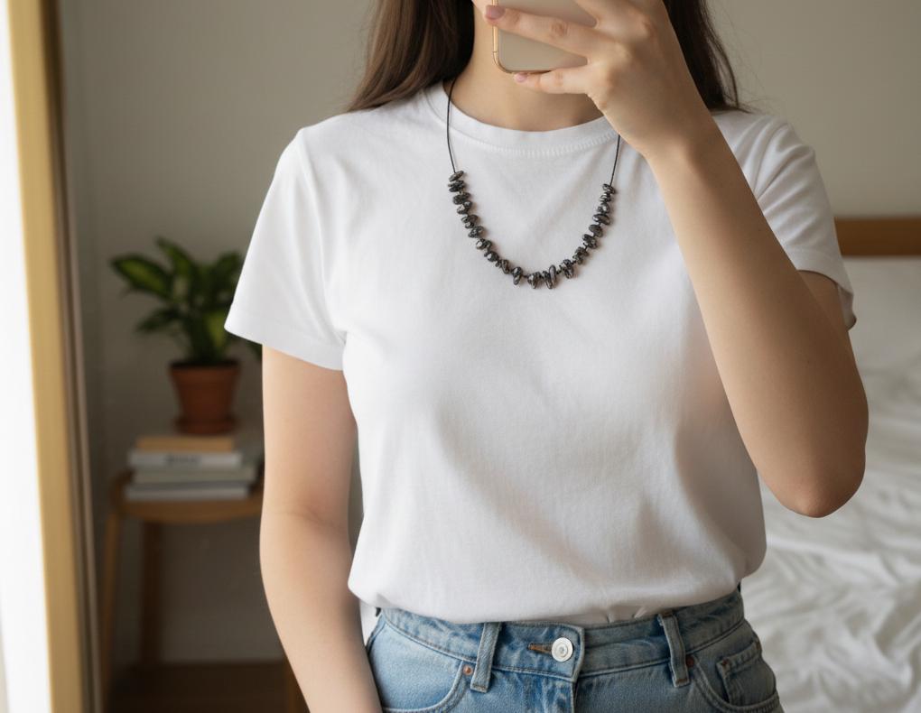 Peacock Barupearl Necklace, Black Spinel Necklace, Handmade Necklace, Pearl Necklace, Unique Necklace, Gold Plated Necklace, Teeth Necklace