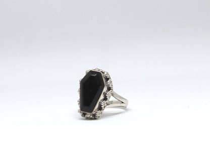 Vintage Black Onyx Ring: Handcrafted Sterling Silver Statement