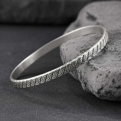 Sterling Silver Braided Bangle | Woven Pattern Bangle | Unisex Everyday Bracelet | Handmade Braided Silver Bracelet | Gift for her
