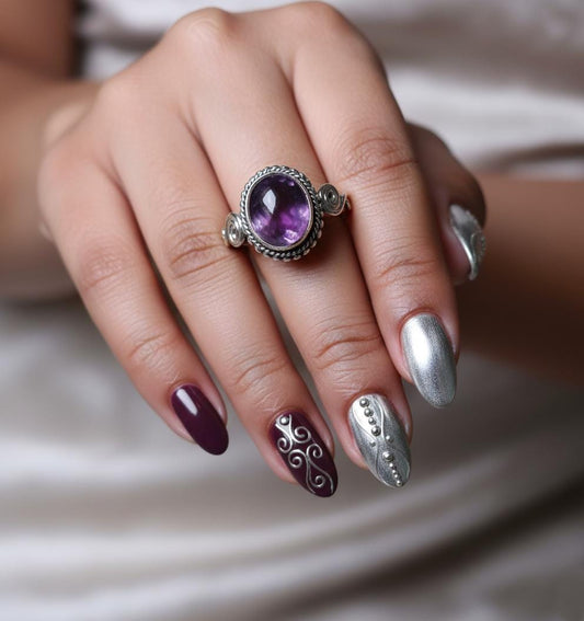Amethyst Ring, Handmade Ring, Women Ring, Sterling Silver Ring, Natural Amethyst, Bohemian Ring, Amethyst Jewelry, Gift For Her
